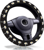 Daisy Steering Wheel Cover 15 Inch Universal Neoprene Steering Cover | Daisy Car Accessories Decor Non-Slip Fit Auto SUV Truck, Daisies Gifts for Women Men Birthdays Festivals
