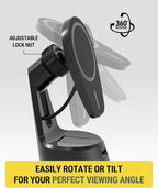 MPQ6 Magnetic Phone Holder for Car Dashboard/Windshield, 15W Wireless Fast Car Charger Stand, Hands Free Cell Phone Mount Compatible with iPhone 17/16/15/14/13/12 Series & MagSafe Case
