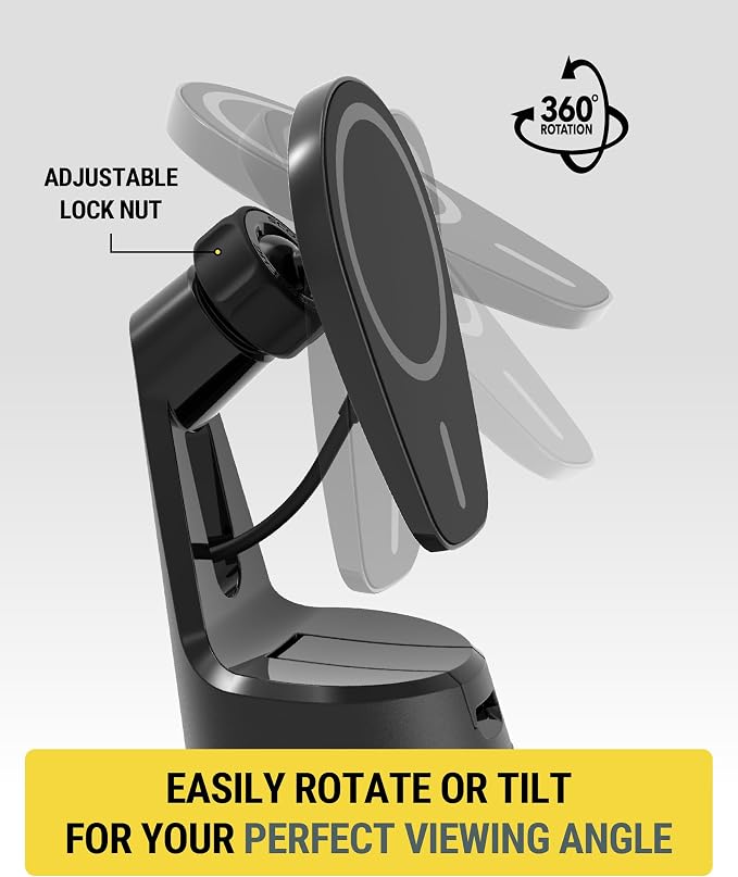 MPQ6 Magnetic Phone Holder for Car Dashboard/Windshield, 15W Wireless Fast Car Charger Stand, Hands Free Cell Phone Mount Compatible with iPhone 17/16/15/14/13/12 Series & MagSafe Case