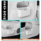 Car Trash Can, Waterproof Multi‑Functional Auto Trash Bin for Door/Console/Seat Back, Universal Vehicle Garbage Can for Car/Truck/SUV Drivers (White)