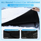 Windshield Cover for Ice and Snow - Heavy-Duty Winter Frost Guard with Side Mirror Pockets, Waterproof All-Weather Windproof Car Window Cover for Cars, Trucks, SUVs