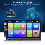 7" Double Din Car Stereo Audio Bluetooth MP5 Player USB FM Multimedia Radio+ 4 LED Mini Backup Camera with Steering Wheel Remote Support Mobile Phone Synchronization (Used in Android/iOS)