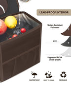 Car Trash Can with Lid, Leakproof Car Trash Bag Hanging Waterproof Automotive Garbage Can with Storage Pockets Mini Vehicle Trash Bin for Back/Front Seat(Brown,2.5 Gallon)