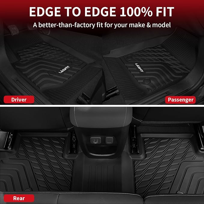 Floor Mats for Chevrolet Chevy Colorado/GMC Canyon 2015-2022 (Only Crew Cab), All Weather TPE Custom Fit Automotive Floor Mats for Cars, 1st and 2nd Row Car Floor Mats Full Set, 3 PCS, Black