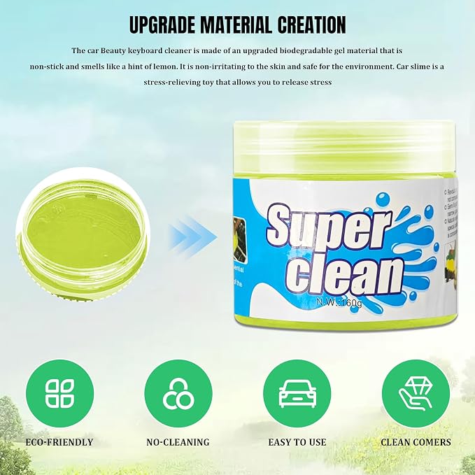 Car Cleaning Gel Clean Putty, Reusable Car Interior Cleaner Slime, Auto Detail Cleaning Soft Rubber Supplies, Universal Multi-Functional Cleaning Tool Accessories for Men Women (Yellow)