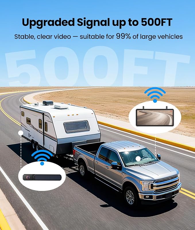 Solar Wireless Backup Camera, 3-Minute Easy Install | 7.2" HD Split-Screen, Dual Antenna Signal, 1080P Color Night Vision, DVR Recording Backup Camera for Car,Truck,Camper,Trailer