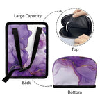 Purple Marble Butterfly Print Car Trash Can with Lid, Leak Proof Auto Trash Bag Hanging Vehicle Garbage Can Multipurpose Storage Container for Back Seat Road Trip
