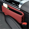 Car Seat Gap Organizer, Premium Leather Auto Seat Storage Box, Vehicle Adjustable Front Seat Gap Filler, Car Seat Side Pocket Organizer for Phones, Glasses, Keys, Money, Cards (Red)