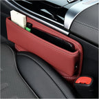 Car Seat Gap Organizer, Premium Leather Auto Seat Storage Box, Vehicle Adjustable Front Seat Gap Filler, Car Seat Side Pocket Organizer for Phones, Glasses, Keys, Money, Cards (Red)