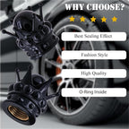 4PCS Crown Bling Tire Stem Valve Caps, Crystal Diamond Tire Air Cap Set Universal Copper Core Stem Covers for Cars, SUV, Trucks, Bikes, Motorcycles, Bicycles (Black & Black)