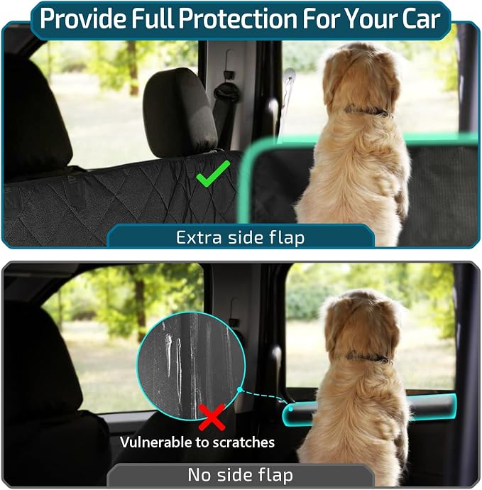 SUV Cargo Liner for Dogs, Water Resistant Trunk Cover with Side Flaps, Compact to Mid-Size Fit Cargo Area Protector with Bumper Flap for Smaller SUVs, Black
