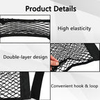 2PCS Car Cargo Net with Adhesive Tape,Storage Mesh Pocket(9.8×23.6in)