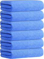 Bath Towel, Microfiber Bathroom Towels Set 6 Pack 30" x 60" - Extra Large, Soft, Absorbent, Quick Dry, Odor Resistant, No Shedding, Shrink Resistant, Use for Hair Wrap, Fitness, Sport, Yoga, Blue