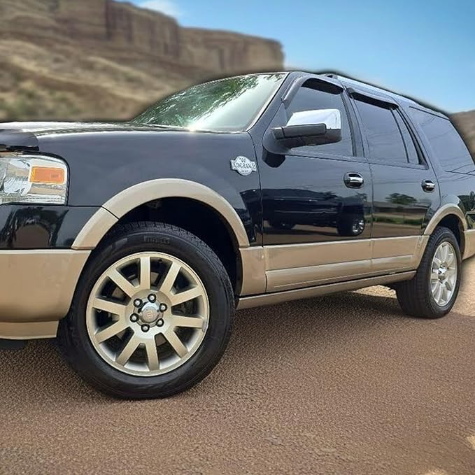 Tape on Car Side Window Visors Vent Window Shade Fit 97-17 Ford Expedition, Sun Rain Guards Wind Deflectors 94233, 4-Piece Set