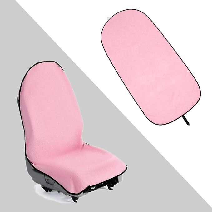 Waterproof Towel Car Seat Cover, Sweatproof Non Slip Towel Carseat Cover, Machine Washable Vehicle Bucket Frontseat Protector Accessories, Universal for SUV, Sedan, Truck (Pink)