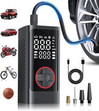 Tire Inflator Portable Air Compressor, Cordless Air Pump for Car Tires, 150PSI Portable Tire Inflator, LCD Dual Screen, Electric Pumps for Car Bike Motorcycle Balls