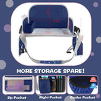 Car Seat Tray for Kids, Essential for Car Travel & Airplane Trips | Toddler Gift with Educational Drawing Board, Tablet Holder, Cooler Cup Holder & Storage Pocket, Space Pattern, Dark Blue