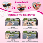 Heart Shaped Blind Spot Mirrors for Car 2 Pack - HD Glass Frameless, Adjustable Angle Wide View Convex Mirror Stick to Side Mirror Blindspot, Cute Girly Heart Car Accessories for Women