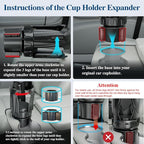 Car Cup Holder Expander, Cup Holder Extender Adapter with Expandable Arm and Adjustable Base, Compatible with Yeti Ramblers, Hydro Flasks, Stanley, Owala Most Coffee Mugs Bottles & Cups (CUP-B-2pack)