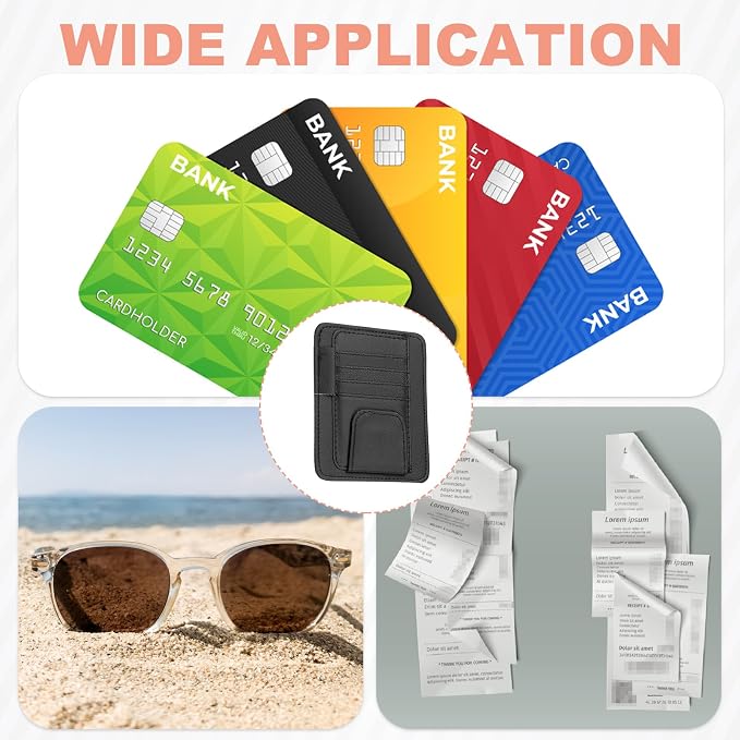 Car Sun Visor Organizer 6.02" x 4.76" Leather Multi-Pocket Visor Card Sleeve Pocket Car Truck SUV Interior Storage Pouch for Driving License Credit Cards Bills Sunglasses, Black