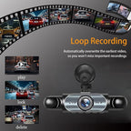 360° Full View Dash Cam Front and Rear Inside, 4 Channel Dashcam 1080P Full HD Dash Camera for Cars with Infrared Lamps Night Vision G-Sensor, Parking Mode, 64GB SD Card Car Accessories