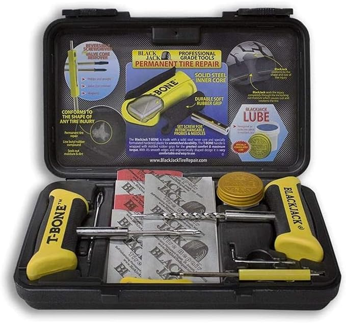 BlackJack Tire Repair Kit with T-Bone Handles (Purple) | Professional Grade