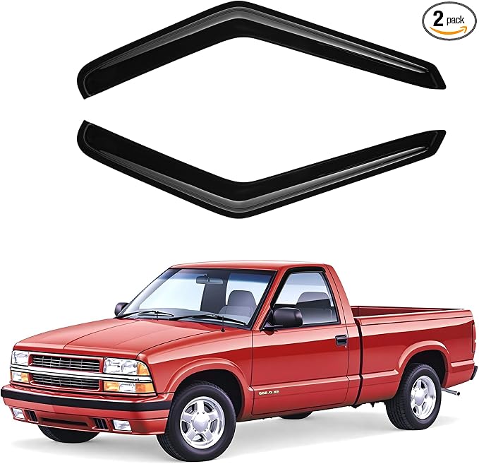 Window Visors Rain Guards for 1994-2004 Chevrolet S10/GMC Sonoma Accessories, Outside-Mount Tape-On Side Window Wind Deflectors Vent Visors Shades Rainproof Black 2PCS