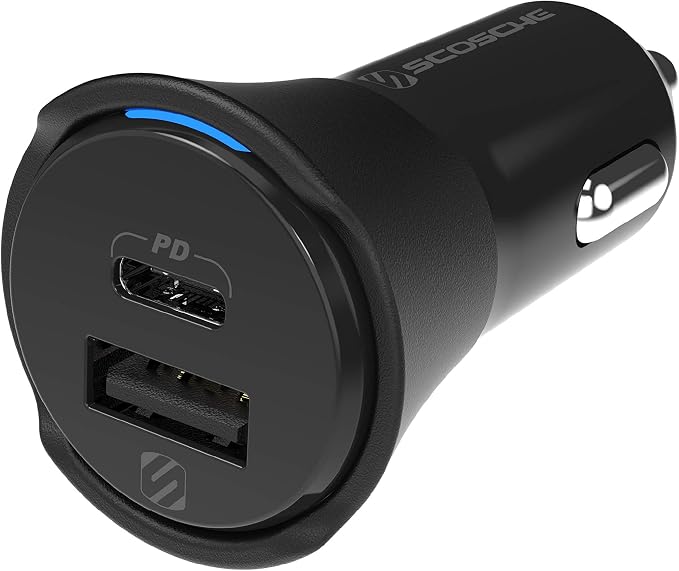 CPDCA32 PowerVolt 32Watt Certified USB Type-C & USB Type-A Fast Car Charger with Power Delivery 3.0 for All USB-C and USB-A Devices