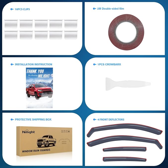 Side Window Visors for Nissan Altima 2019–2026, Light Smoky Blue Rain Guards Vent Visors Window Deflector, Reduce Wind Noise for Comfortable Driving, 4PCS