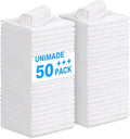 Shop Towel Rags, 50 Pack Reusable Shop Rags Bulk Microfiber Cleaning Cloth Lint Free Cleaning Towels for Car Kitchen Automotive Bar Mechanic Restaurant Garage, 11.5"x 11.5", White
