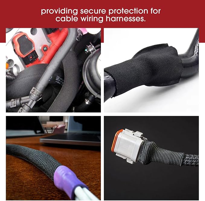 Heat Shrink Braided Sleeving, 2:1 Ratio Shrinkable Fabric Tubing Sleeve Abrasion Protection Cable Wire Sheath (1-1/8"-15ft)