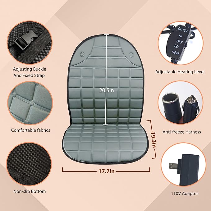 Seat Cushion, Full Back and Seat Cover, Office Chair Pad for Winter Gift (Light Gray)