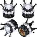 4 Pieces Crown Tire Valve Stem Caps Bling Handmade Crystal Rhinestone Universal Chrome Crown Vehicle Car Tire Caps Covers, Attractive Accessories for Car (White and Black)