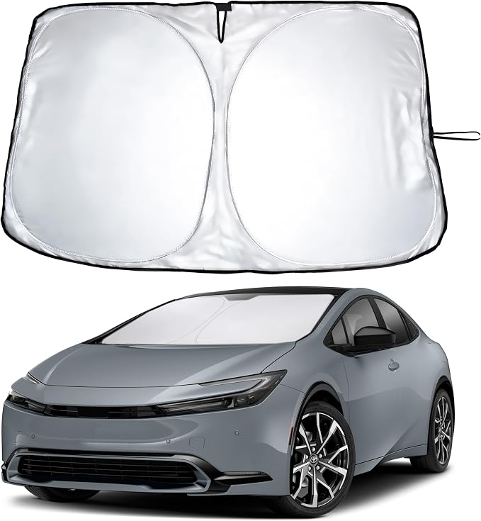 Windshield Sunshade Compatible for Toyota Prius Hatchback 2023-2024 2025 2026, Sun Visor for Front Windshield & Window Sun Shade Cover, UV Heat Blocker & Protector, Car Accessories