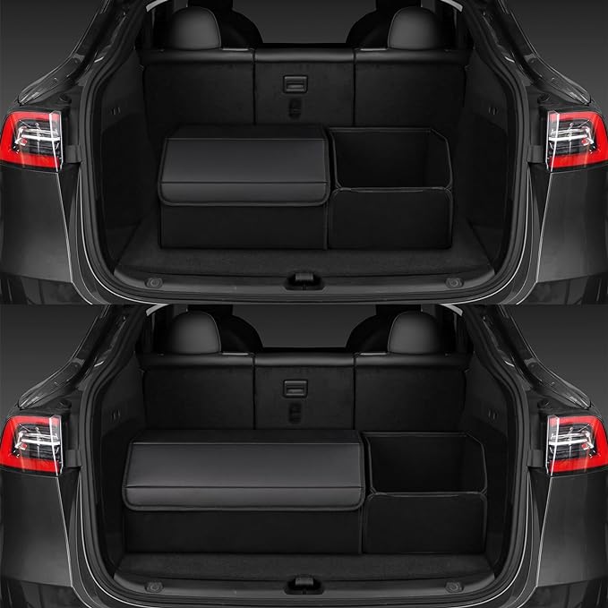 car organizers and storage for SUV,trunk organizer for sedan, leather foldable sleek box with lid,collapsible cargo bins, tool accessories containers,Collapsible Suede velvet (22 inch Covered)