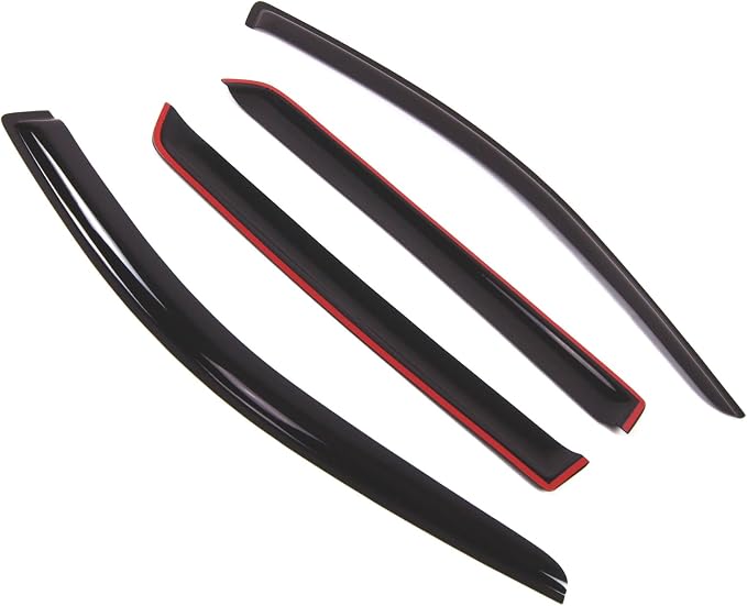 WD2-469 Dark Smoke 4 Pcs Set Window Visor (Outside Mount) Deflector Rain Guard Compatible with 1999-2005 Volkswagen Golf