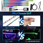 Dreamcolor Interior Car Lights, Car Accessories 6 in 1 Car LED Strip Lights with APP Control and 213 Modes, 175 inches 593 LEDs Acrylic Fiber Optic Lights, RGB Neon Light Kits