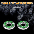 4 Pcs Bling Car Inner Door Lock Covers, Crystal Pull Rod Bolt Stickers, Sparkly Rhinestones Auto Door Bolt Decorations, Vehicle Lock Pin Cap Decors for C Class C200L GLC260 C260L (Green)