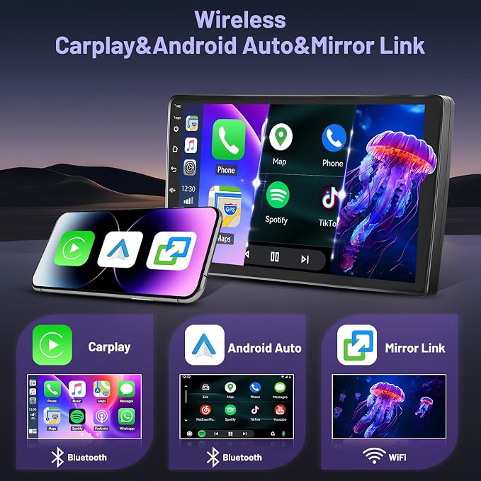[4+64G] for Honda Accord 2003 2004 2005 2006 2007 Android Car Stereo, 10.1 Inch Touchscreen Radio Carplay/Android Auto/GPS Navigation/Mirror Link/WiFi/Bluetooth/DSP/FM RDS+AHD Backup Camera