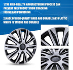 17 Inch Hubcaps Set of 4 Universal Wheel Rims Cover Hubcaps | Snap On Car Truck SUV Steel Wheels Hubcap and Durable ABS+PC Material (17-Inch-B, Silve Black)