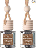 C&E Craft Co Hanging Car Air Freshener Diffuser 2 Pack, Long Lasting Fragrance Oil Car Freshener, Glass Bottle Auto Air Freshener, Made in USA (Teakwood + Mahogany)