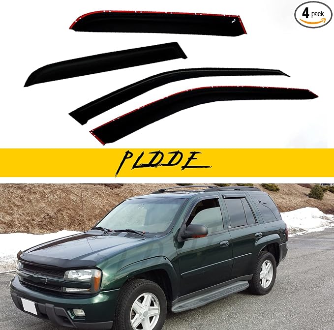 Rain Guards Compatible with 2002-2009 Trailblazer/GMC Envoy 5 Passenger Models Side Window Visor Wind Deflector Vent Visors Car Accessories Tape-On 4pcs