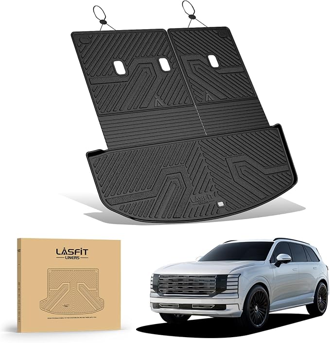 Cargo Trunk Mat & Backrest Mats for Hyundai Palisade 2026 All Weather TPE Custom Fit Car Trunk Mats Cargo Liner & Seatback Mats Accessories, Black