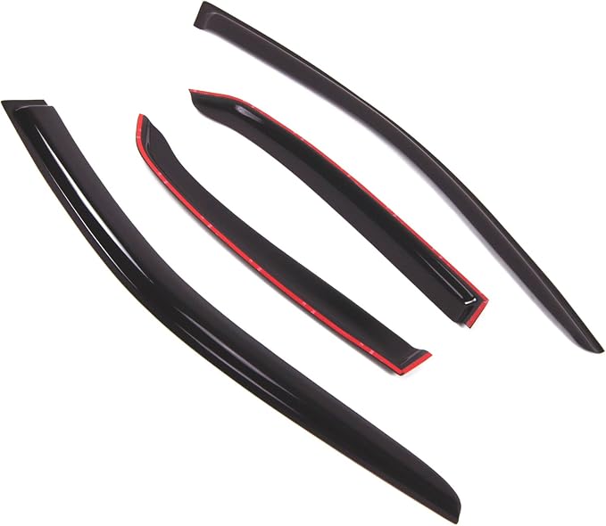 WD2-751 Dark Smoke 4 Pcs Set Window Visor (Outside Mount) Deflector Rain Guard Compatible with 1999-2006 Volvo S80