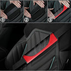 10 Pcs Car Floor Mats Full Set & Sport Leather Steering Wheel Cover 14.5-15 inch, Center Console Cover, Seat Belt Cushion, Cup Holder Coaster, Universal Automobile Interior Sets (Red)