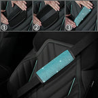 12 Pcs Bling Car Accessories Set for Women Car Floor Mats Full Set Steering Wheel Cover Seat Belt Covers Coasters Universal Fit Car SUV Truck Van Aquamarine