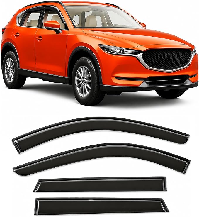 2017-2025 Tape-On Rain Guards for Mazda CX-5 Side Window Visor Deflectors Sport Touring Grand Touring Signature Durable Vent Shades 2018 2019 2020 2021 2022 2023 2024 CX5