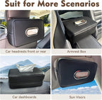 Upgraded Large Car Tissue Holder Premium PU Leather Tissues Box Cover Backseat Rectangular Napkin Holder for Car Fits for 120 Standard Kleenex Tissues Box for Car Organization Accessories Black