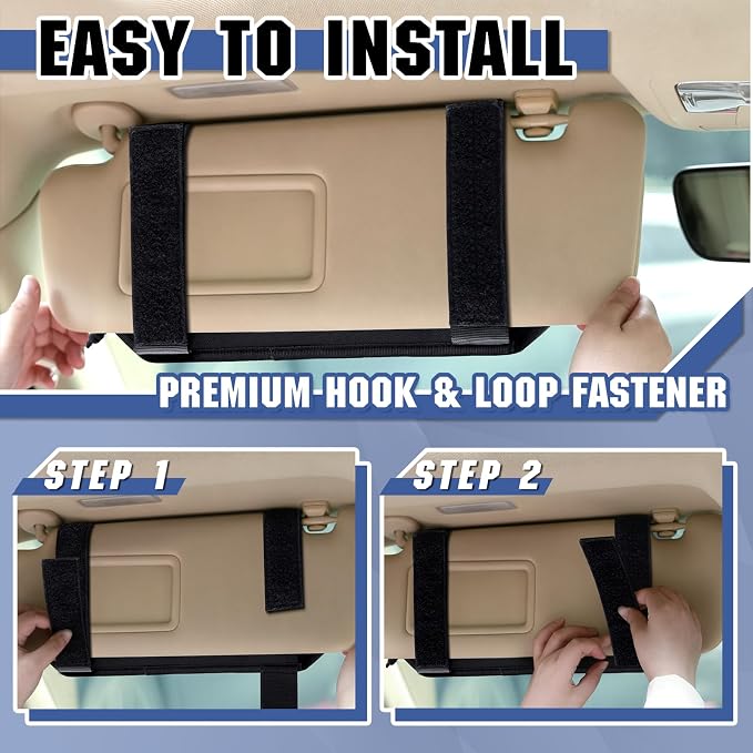 SAMPUSS Car Sun Visor Organizer Car Sunglass Holder with Storage Pouch | Semi-rigid molle panel car truck accessories with zipper for men&women fit most cars trucks vans suvs jeeps patrols