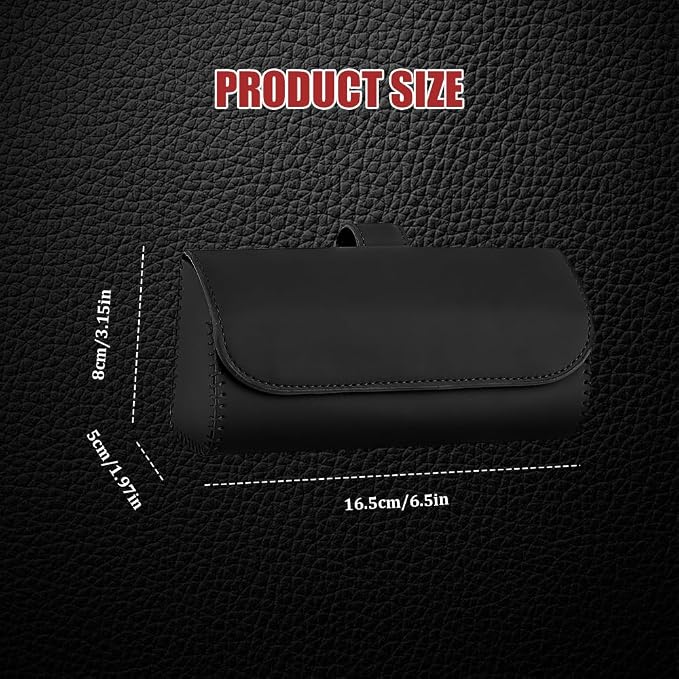 Sunglasses Holder for Car Sun Visor, Leather Auto Eyeglasses Storage Case with Hidden Magnetic Closure, Universal Protective Glasses Organizer Box, Visor Accessories for Woman Man (Black)